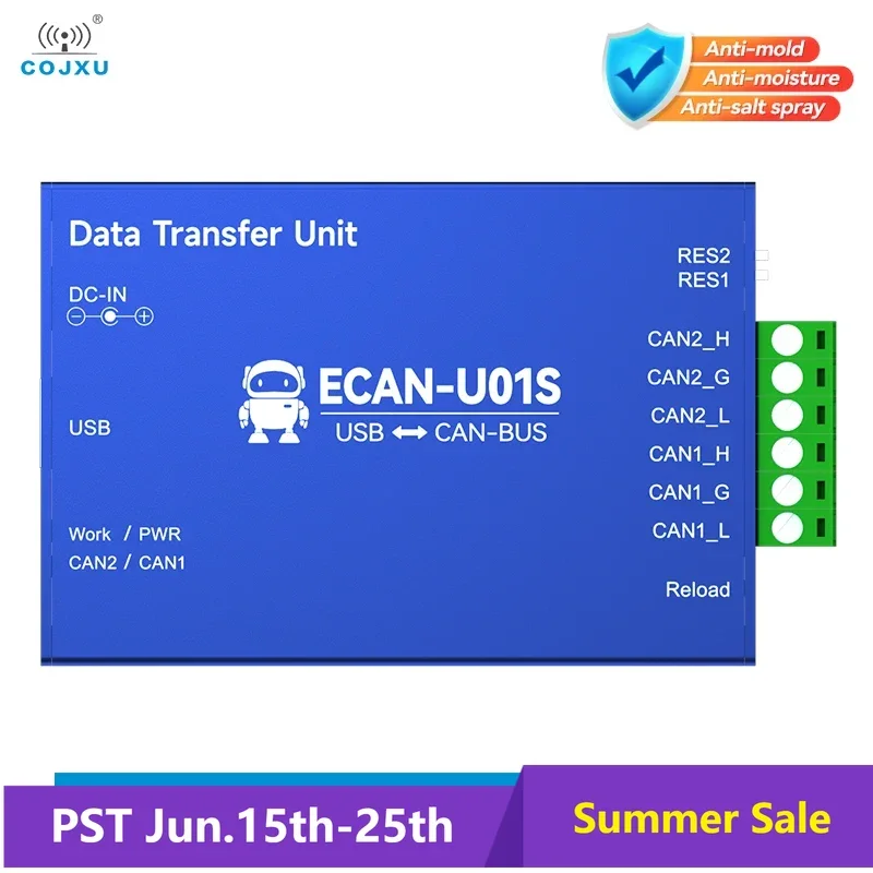 CAN to USB Converter Bus Analyzer CAN2.0 Debugger CAN-BUS Bidirectional 2-Way Transceiver COJXU ECAN-U01S Portable Relay
CAN to USB Converter Bus Analyzer CAN2.0 Debugger CAN-BUS Bidirectional 2-Way Transceiver COJXU ECAN-U01S Portable Relay