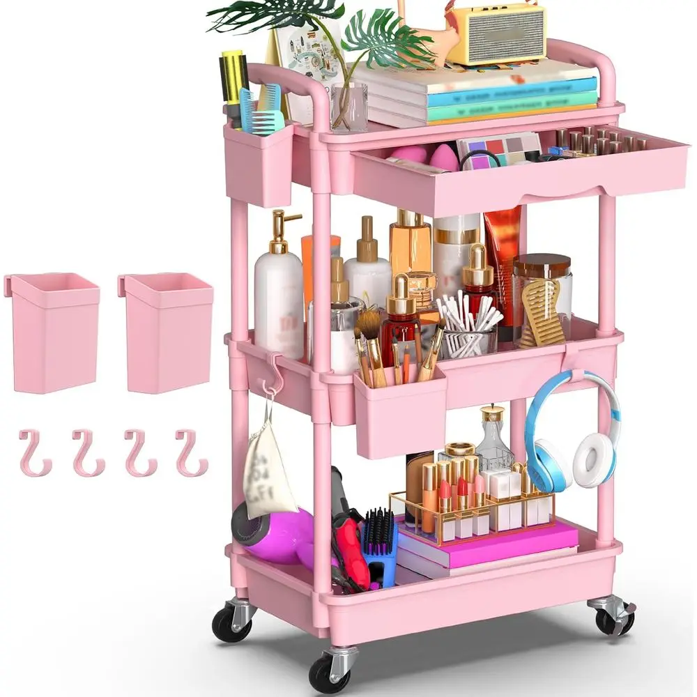 3-Tier Rolling Cart Organizer with Removable Drawers, Durable Pink Storage for Bathroom, Kitchen, and More
3-Tier Rolling Cart Organizer with Removable Drawers, Durable Pink Storage for Bathroom, Kitchen, and More