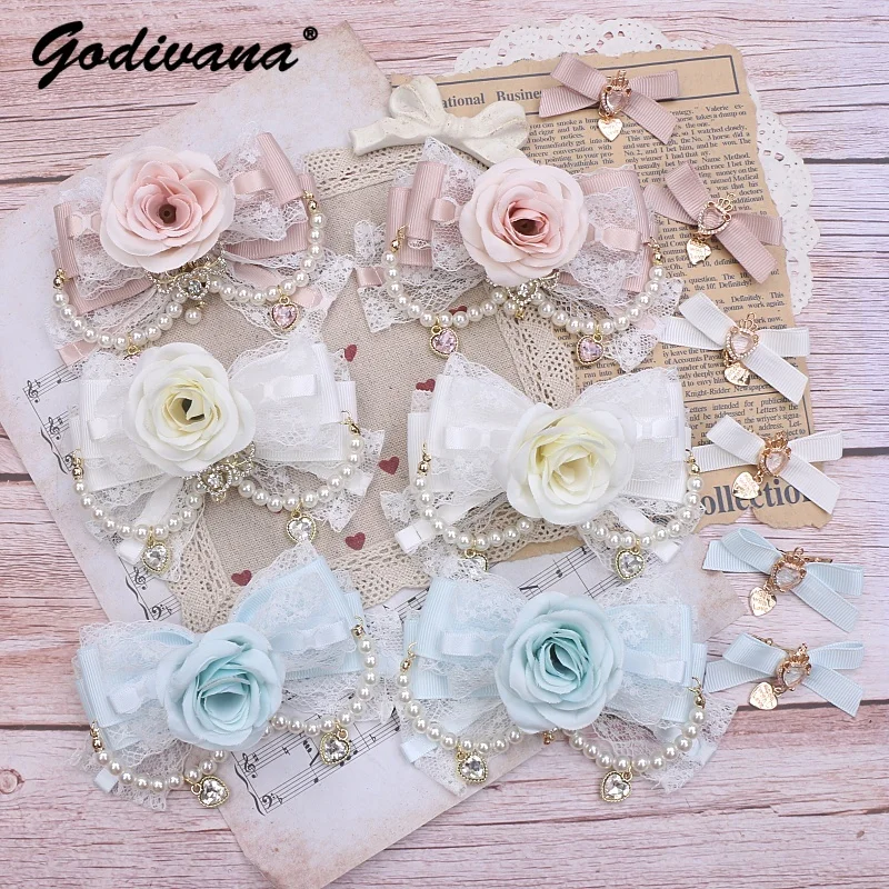 Handmade Japanese Mine Girls Women's Sweet Heavy Industry Lolita Headdress Flower Lace Beaded Hairpin Side Clip Hairclips
Handmade Japanese Mine Girls Women's Sweet Heavy Industry Lolita Headdress Flower Lace Beaded Hairpin Side Clip Hairclips
