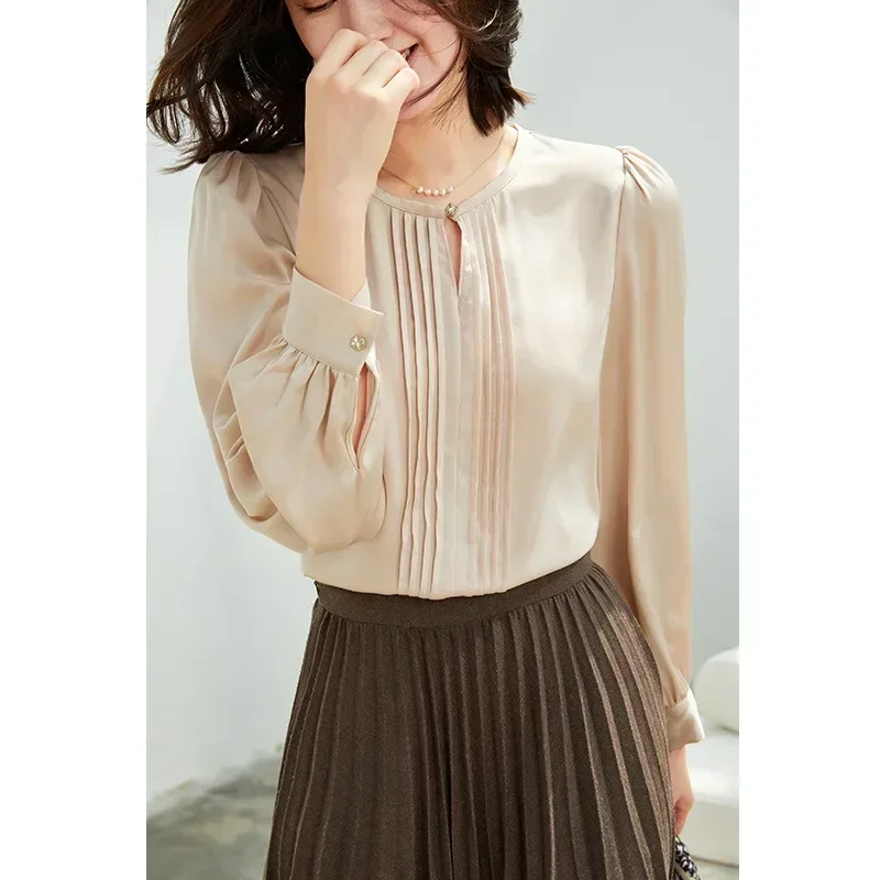 Women's Autumn Heavy 23 Mm Silk Double Joe New Long Sleeve French Style Design Sense Shirt Office Lady Women's Top
Women's Autumn Heavy 23 Mm Silk Double Joe New Long Sleeve French Style Design Sense Shirt Office Lady Women's Top