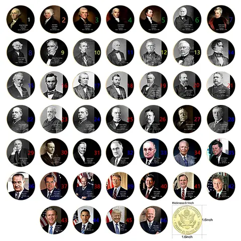 New 46 US Presidents Commemorative Coins Biden Obama Gold Plated Challenge Coins Collectible Gift