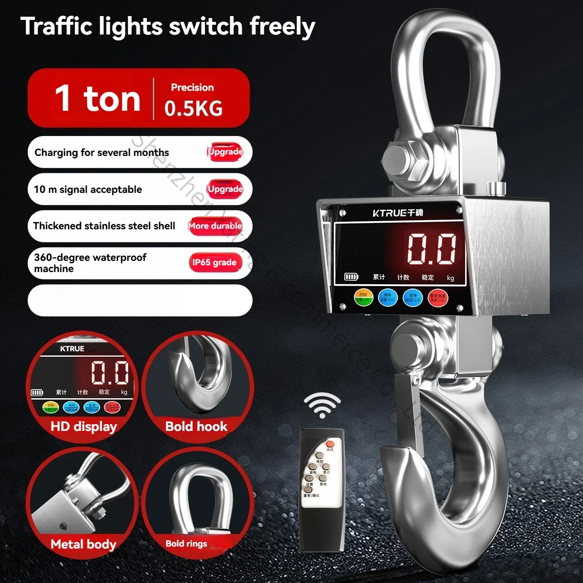 New Waterproof Electronic Suspension Scale Hook Electronic Scale, 1T 2T 3T Suspension Scale Wireless Industrial Suspension Scale
New Waterproof Electronic Suspension Scale Hook Electronic Scale, 1T 2T 3T Suspension Scale Wireless Industrial Suspension Scale