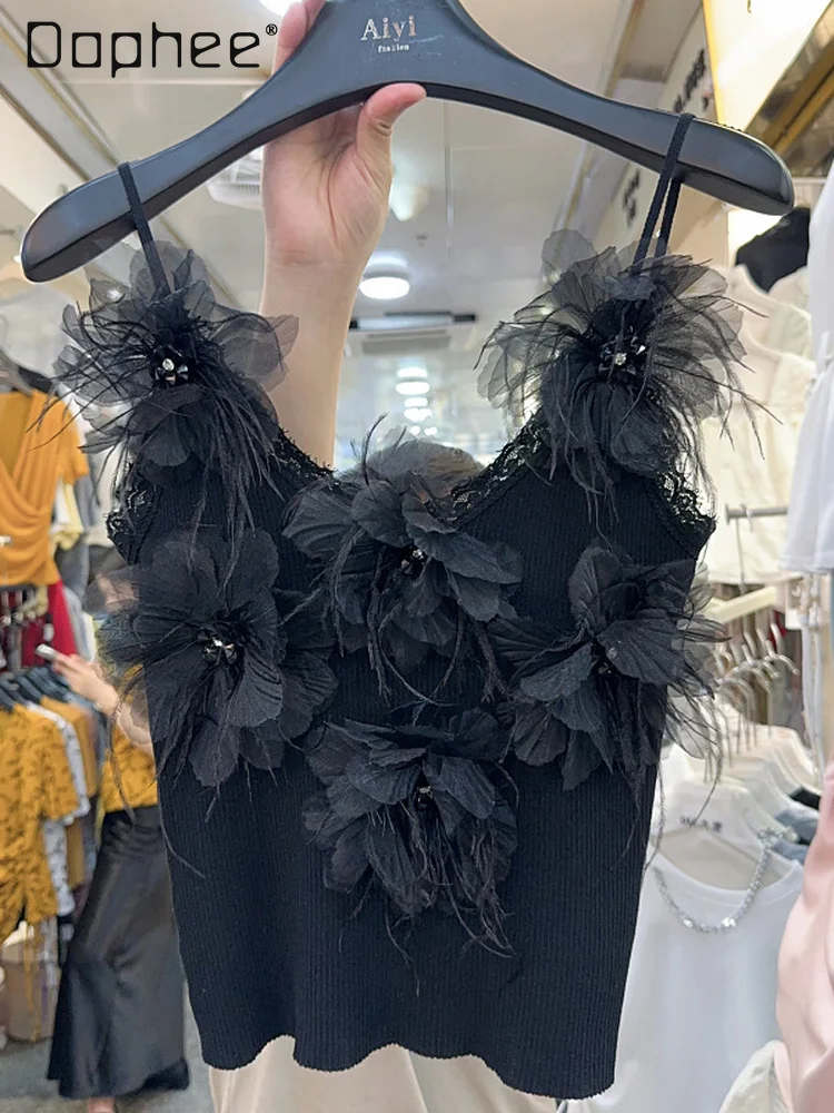 2025 Summer New French Fashion Mesh Beaded Flower Fringed Sling Vest Women Sexy Fashion Versatile Slim Tank Top Women Crop Tops
2025 Summer New French Fashion Mesh Beaded Flower Fringed Sling Vest Women Sexy Fashion Versatile Slim Tank Top Women Crop Tops