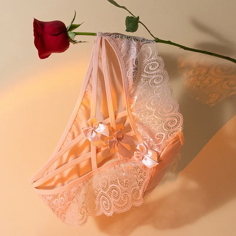 Romantic Lace Panties Woman Solid Color Satin Silk Intimates Briefs Hollow Out Bow Breathable Low Waist Sexy Lingerie Underpants
Romantic Lace Panties Woman Solid Color Satin Silk Intimates Briefs Hollow Out Bow Breathable Low Waist Sexy Lingerie Underpants