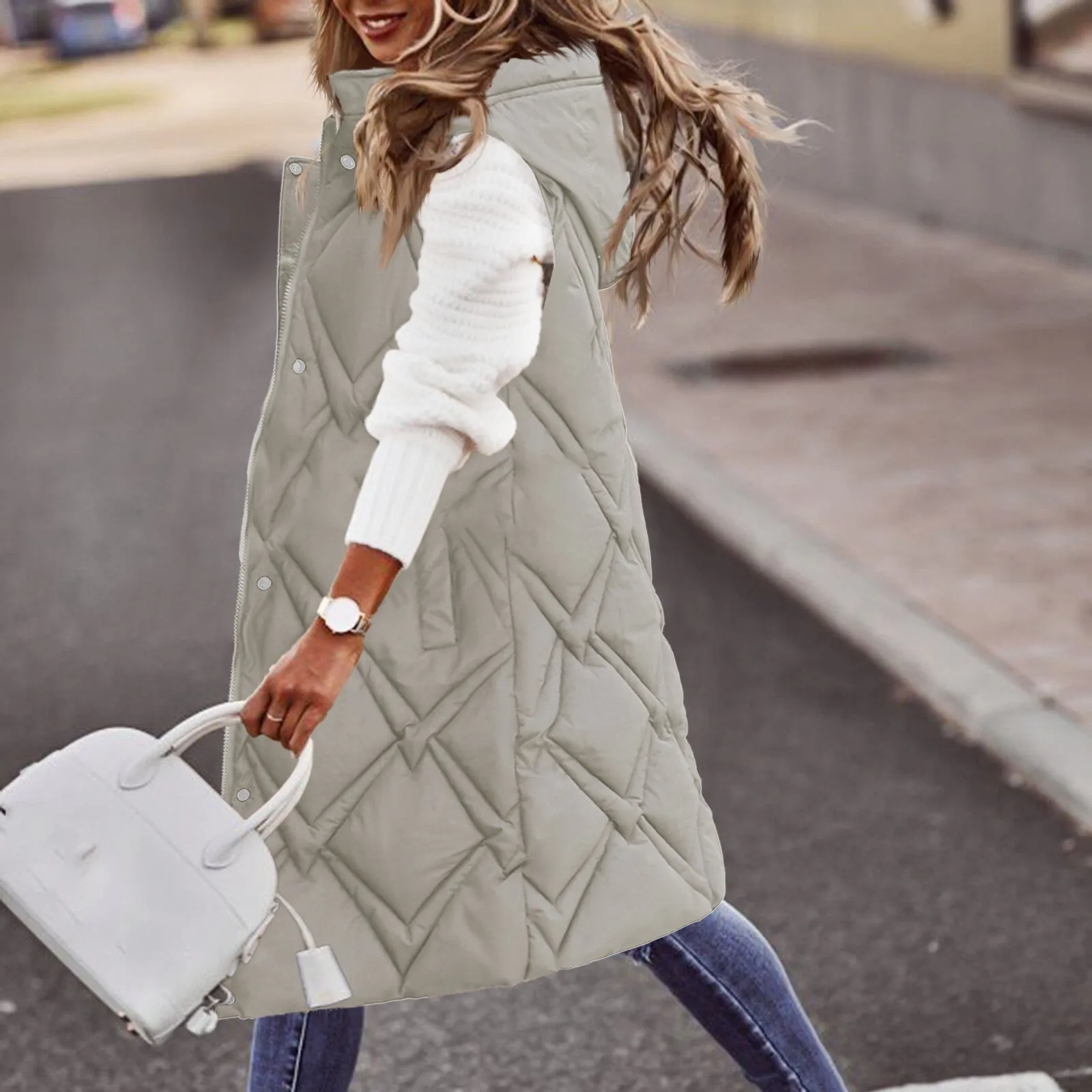 Autumn Winter Long Vest Women'S Hooded Loose Green Pockets Padded Ladies Casual Sleeveless Jacket Warm Quilted Vest For Female
Autumn Winter Long Vest Women'S Hooded Loose Green Pockets Padded Ladies Casual Sleeveless Jacket Warm Quilted Vest For Female