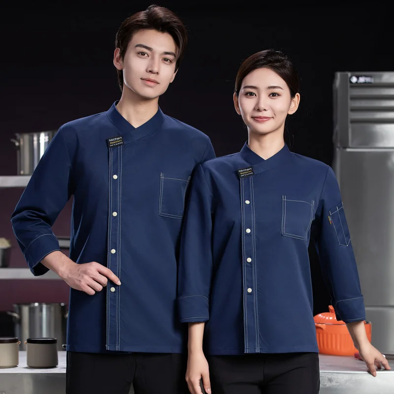 Double-stitched breathable chef workwear with lettering, long-sleeved, for baking, cake shops, hotels, and tea houses, autumn an
Double-stitched breathable chef workwear with lettering, long-sleeved, for baking, cake shops, hotels, and tea houses, autumn an