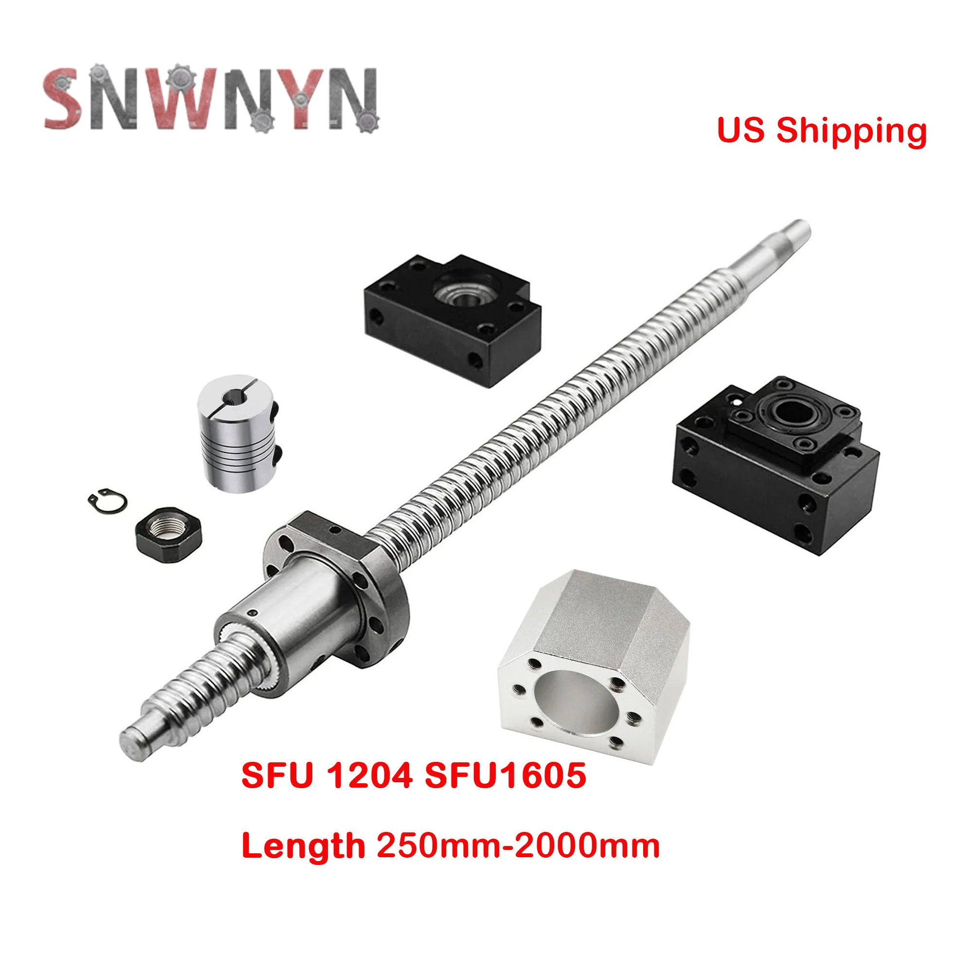 Ballscrew C7 End Machined SFU1204 SFU1605 Length 250~2000mm+Nut Housing BK/BF12 End support+Coupler For CNC Router Ballscrew Kit
Ballscrew C7 End Machined SFU1204 SFU1605 Length 250~2000mm+Nut Housing BK/BF12 End support+Coupler For CNC Router Ballscrew Kit