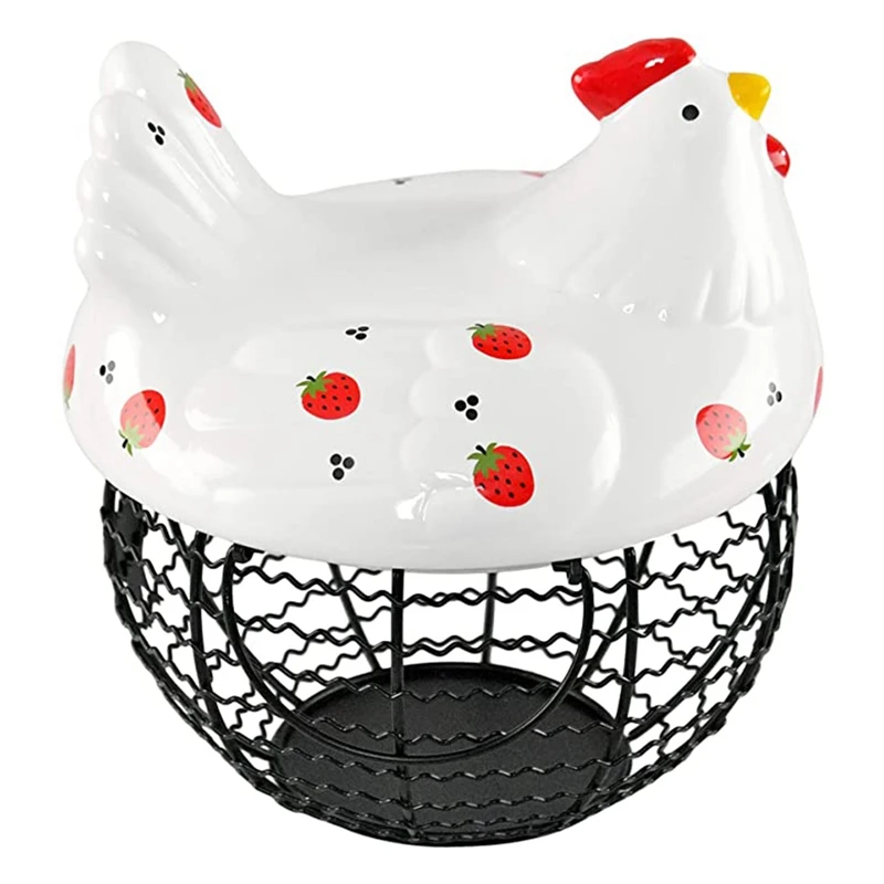 BEAU-Chicken Egg Basket For Egg Storage, Ceramic And Iron Decorative Basket With Chicken Design, Farmhouse Kitchen Decor
BEAU-Chicken Egg Basket For Egg Storage, Ceramic And Iron Decorative Basket With Chicken Design, Farmhouse Kitchen Decor
