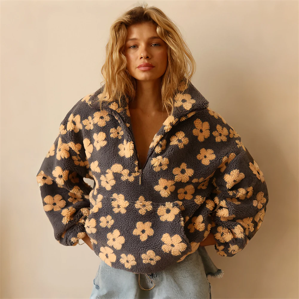 Ticketsx Print Imitation Lamb Pullovers Women Autumn Winter Zip Pocket Loose Sweaters Fashion Lady Casual Vacation Office Coat
Ticketsx Print Imitation Lamb Pullovers Women Autumn Winter Zip Pocket Loose Sweaters Fashion Lady Casual Vacation Office Coat