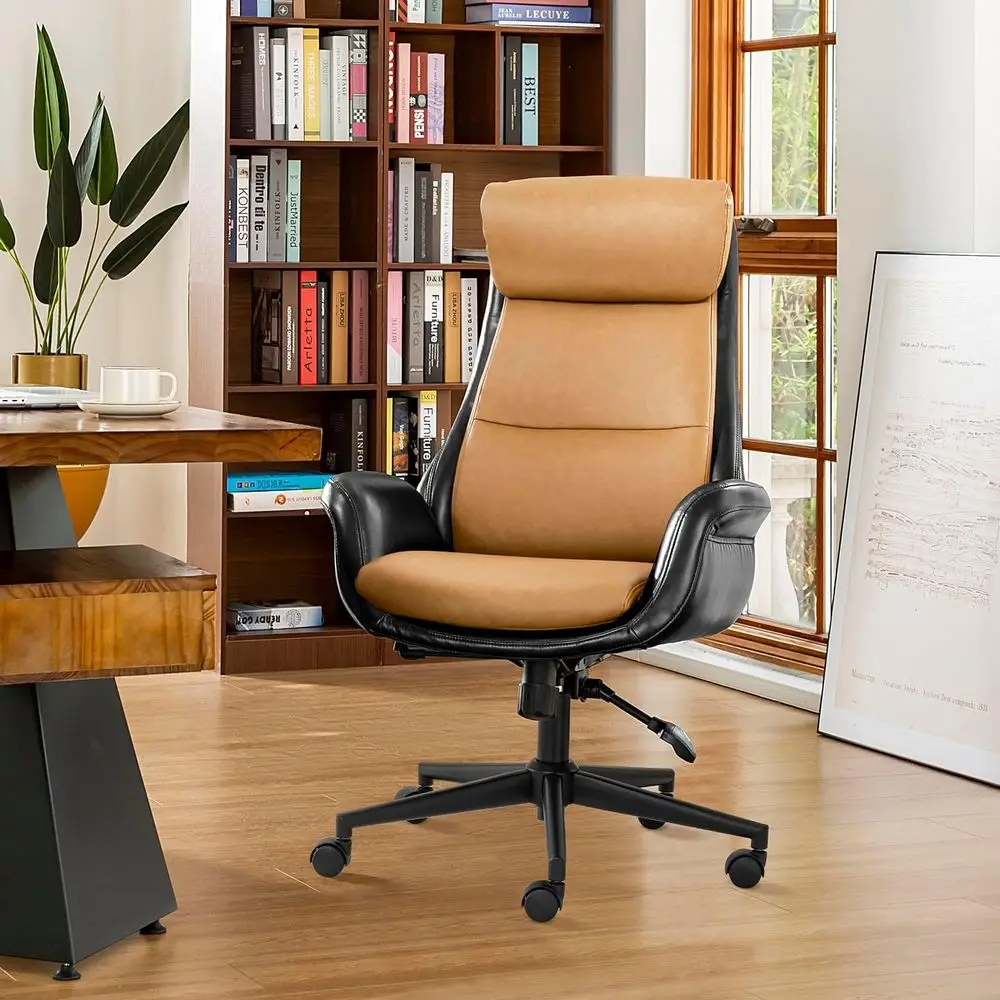 High Back Office Chair,ern Ergonomic Swivel Office Chair,Adjustable Home Office Desk Chair with Lumbar Support,Black & Camel
High Back Office Chair,ern Ergonomic Swivel Office Chair,Adjustable Home Office Desk Chair with Lumbar Support,Black & Camel