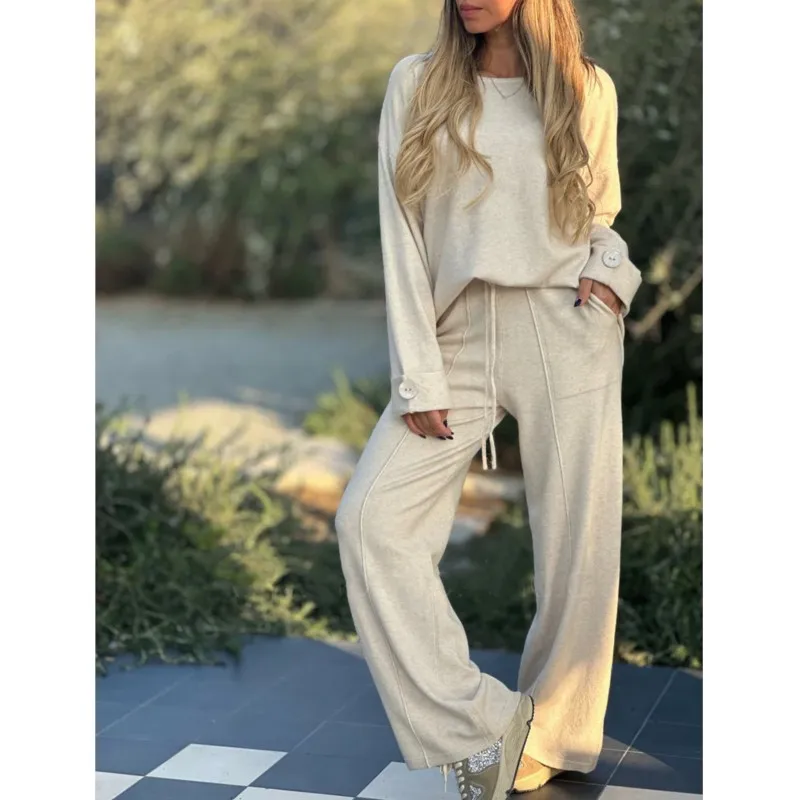 Women's 2024 New Fashion Casual Suit Solid Color Long-sleeved Suit Wide-leg Pants Autumn And Winter Two-piece Set
Women's 2024 New Fashion Casual Suit Solid Color Long-sleeved Suit Wide-leg Pants Autumn And Winter Two-piece Set