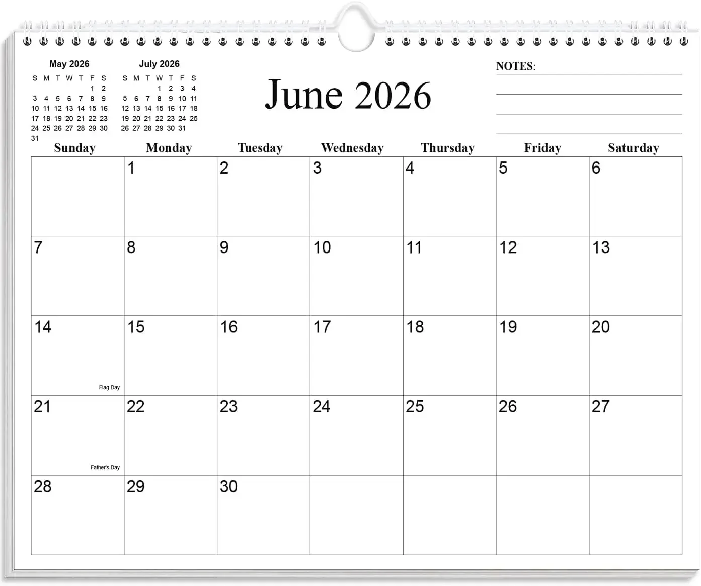 2026-2027 19-Month Wall Calendar, June 2026-Dec 2027, 8.5"x11", Thick Paper, Black
2026-2027 19-Month Wall Calendar, June 2026-Dec 2027, 8.5"x11", Thick Paper, Black