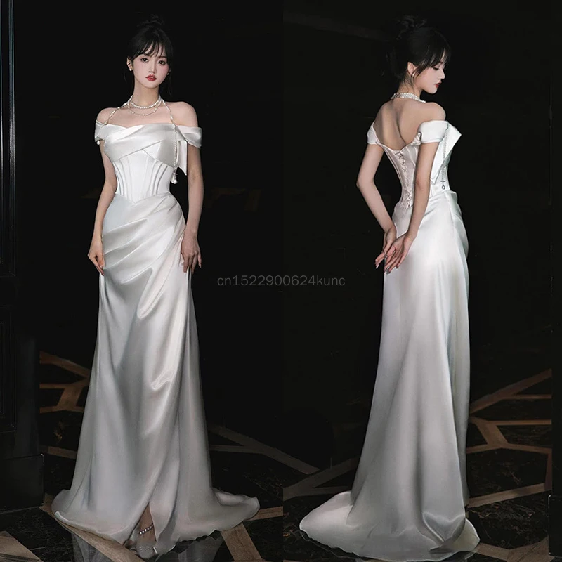 Elegant Lightweight Wedding Dresses for Women Fashion White Satin Off Shoulder Bridal Dress Lady Luxury Banquet Party Vestidos
Elegant Lightweight Wedding Dresses for Women Fashion White Satin Off Shoulder Bridal Dress Lady Luxury Banquet Party Vestidos