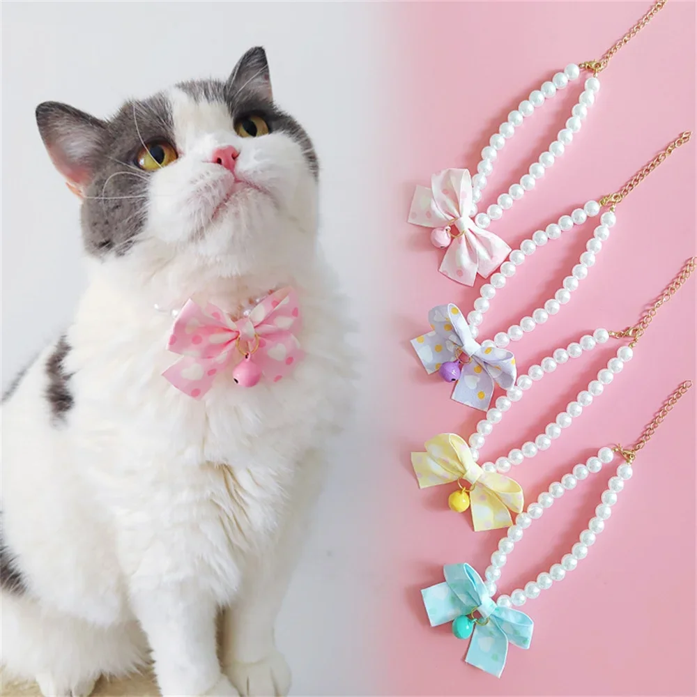 Cute Pet Pearl Necklace Butterfly Knot with Bell Pendant Kitten Decoratio Necklace for Puppy Dog Cat Pet Supplies Accessories
Cute Pet Pearl Necklace Butterfly Knot with Bell Pendant Kitten Decoratio Necklace for Puppy Dog Cat Pet Supplies Accessories