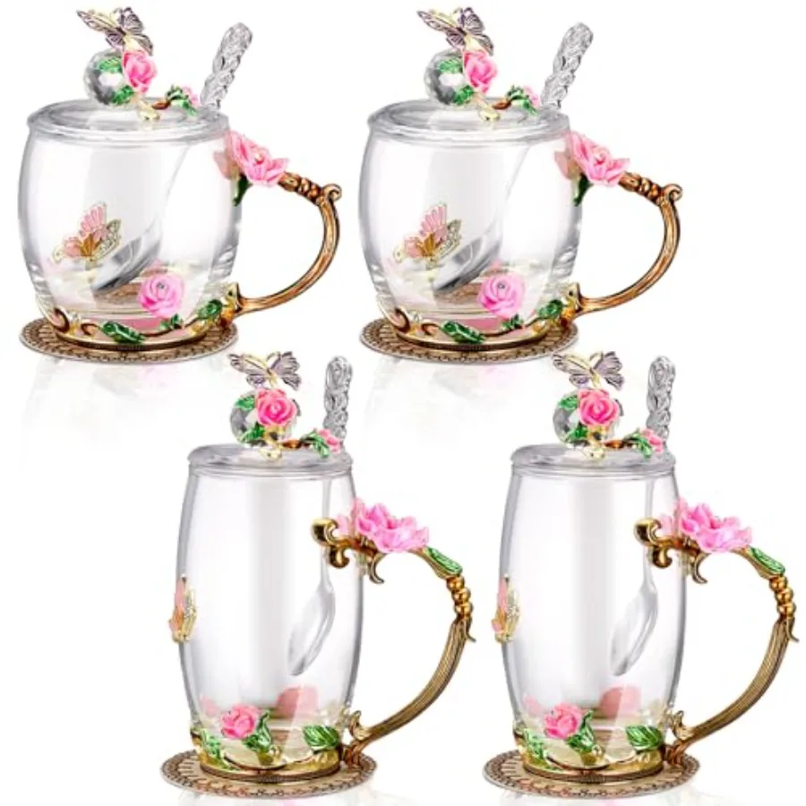 4 Sets Flower Glass Tea Cups with Lids and Spoon Butterfly Vintage Glass Coffee Mugs Floral Fancy Clear Teacup for Mother Day W
4 Sets Flower Glass Tea Cups with Lids and Spoon Butterfly Vintage Glass Coffee Mugs Floral Fancy Clear Teacup for Mother Day W