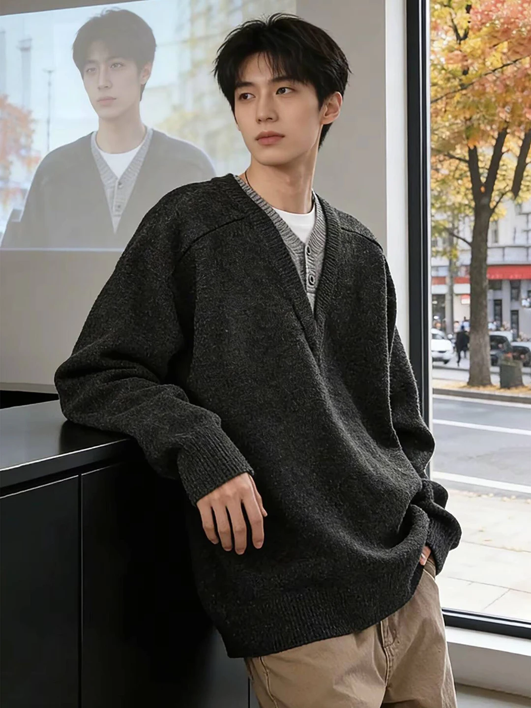 Deep Grey V-Neck Knitwear Men's Style Winter Lazy Fashion Inner Wear Soft Comfortable Regular Fit Long Sleeve Crew Neck
Deep Grey V-Neck Knitwear Men's Style Winter Lazy Fashion Inner Wear Soft Comfortable Regular Fit Long Sleeve Crew Neck