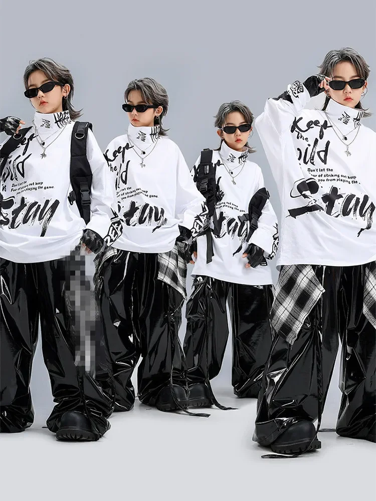 Boys Modern Jazz Dance Performance Costume White Kpop Tops Black Leather Pants Girls Group Hip Hop Dance Stage Clothes
Boys Modern Jazz Dance Performance Costume White Kpop Tops Black Leather Pants Girls Group Hip Hop Dance Stage Clothes