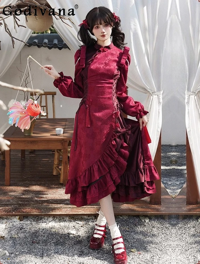 Original Chinese Style Lo Red Fishtail Dress Spring and Summer Women's Sweet Slim-Fit Elegant Cheongsam Dress Cos Lolita Dresses
Original Chinese Style Lo Red Fishtail Dress Spring and Summer Women's Sweet Slim-Fit Elegant Cheongsam Dress Cos Lolita Dresses