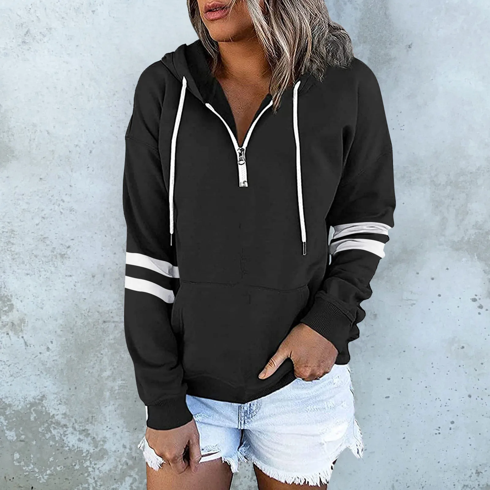 Women'S Hoodies Solid Zipper Pullover Vantage Long Sleeve Sweatshirts Office Ladies Zip Collar Sudadera Casual Harajuku Blouse
Women'S Hoodies Solid Zipper Pullover Vantage Long Sleeve Sweatshirts Office Ladies Zip Collar Sudadera Casual Harajuku Blouse