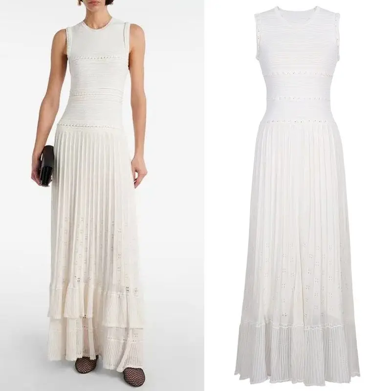 High-Quality Knitted Sleeveless Vest Long Dress for Women Summer 2025 Fashionable Celebrity Favorite Quality Material
High-Quality Knitted Sleeveless Vest Long Dress for Women Summer 2025 Fashionable Celebrity Favorite Quality Material