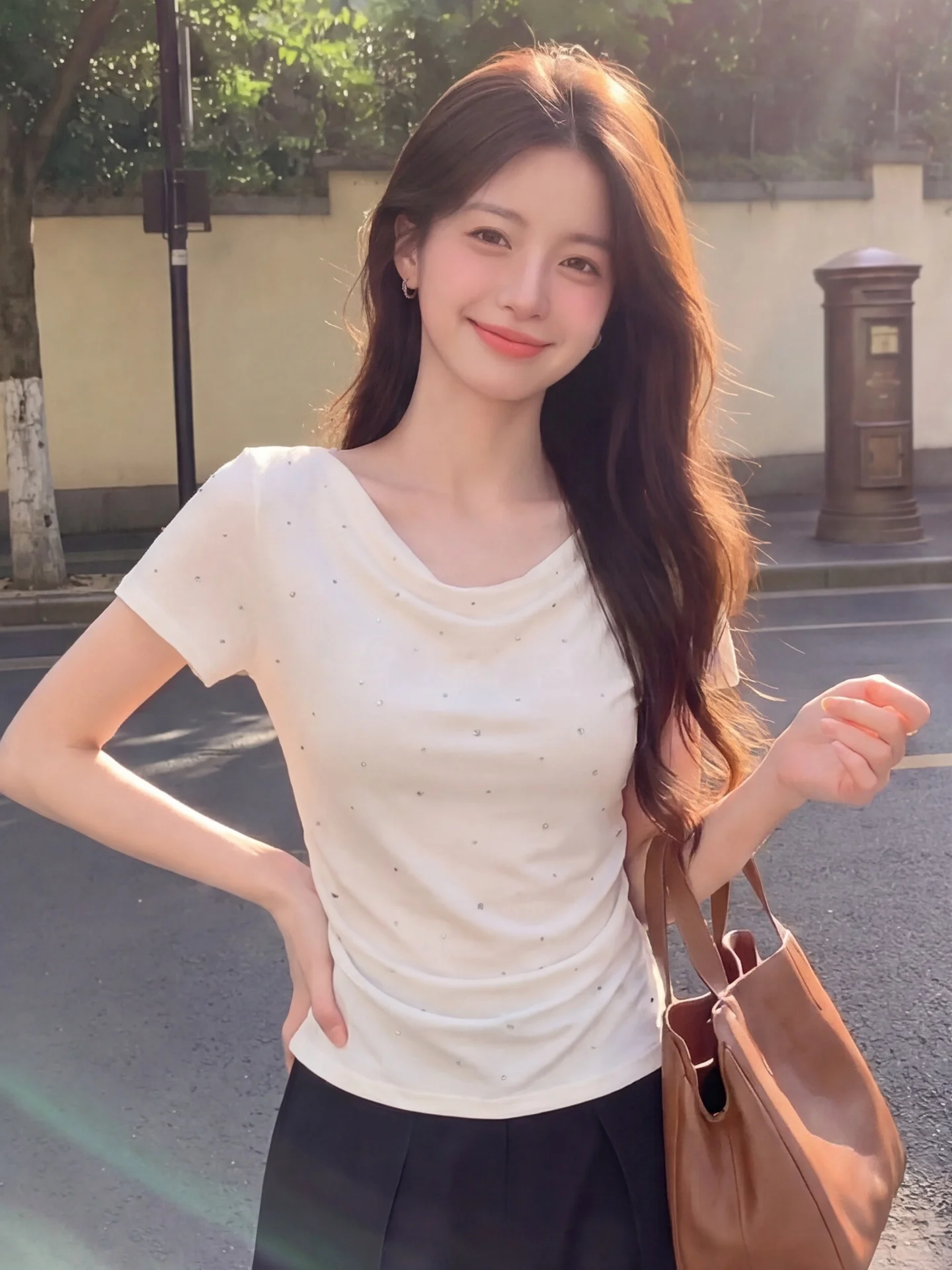 Women's Short Sleeve White T-Shirt Waist Cinched Heavy Embellishment Summer New Style Commute Style Korean Style Cotton Blend
Women's Short Sleeve White T-Shirt Waist Cinched Heavy Embellishment Summer New Style Commute Style Korean Style Cotton Blend