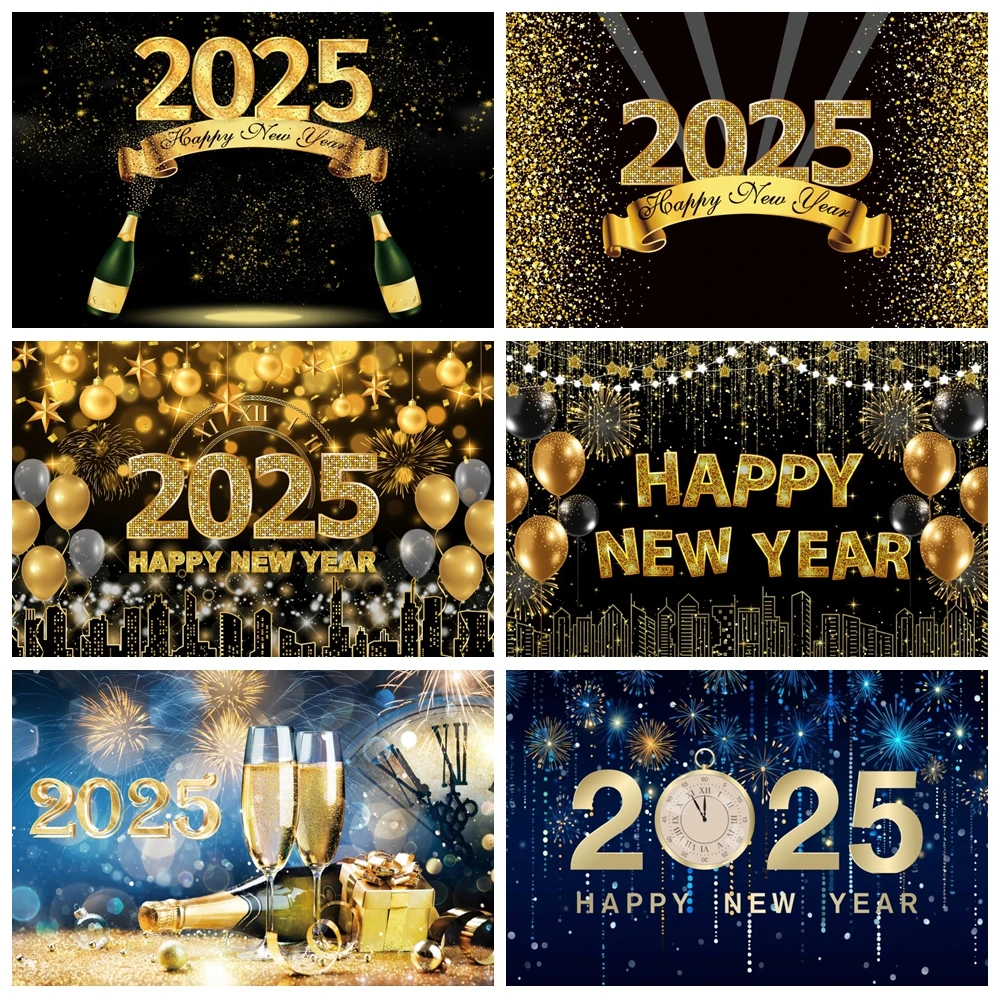 2025 New Year Backdrop Glitter Firework Balloons Clock Champagne Wine Glass Happy New Year's Eve Photography Background Decor
2025 New Year Backdrop Glitter Firework Balloons Clock Champagne Wine Glass Happy New Year's Eve Photography Background Decor