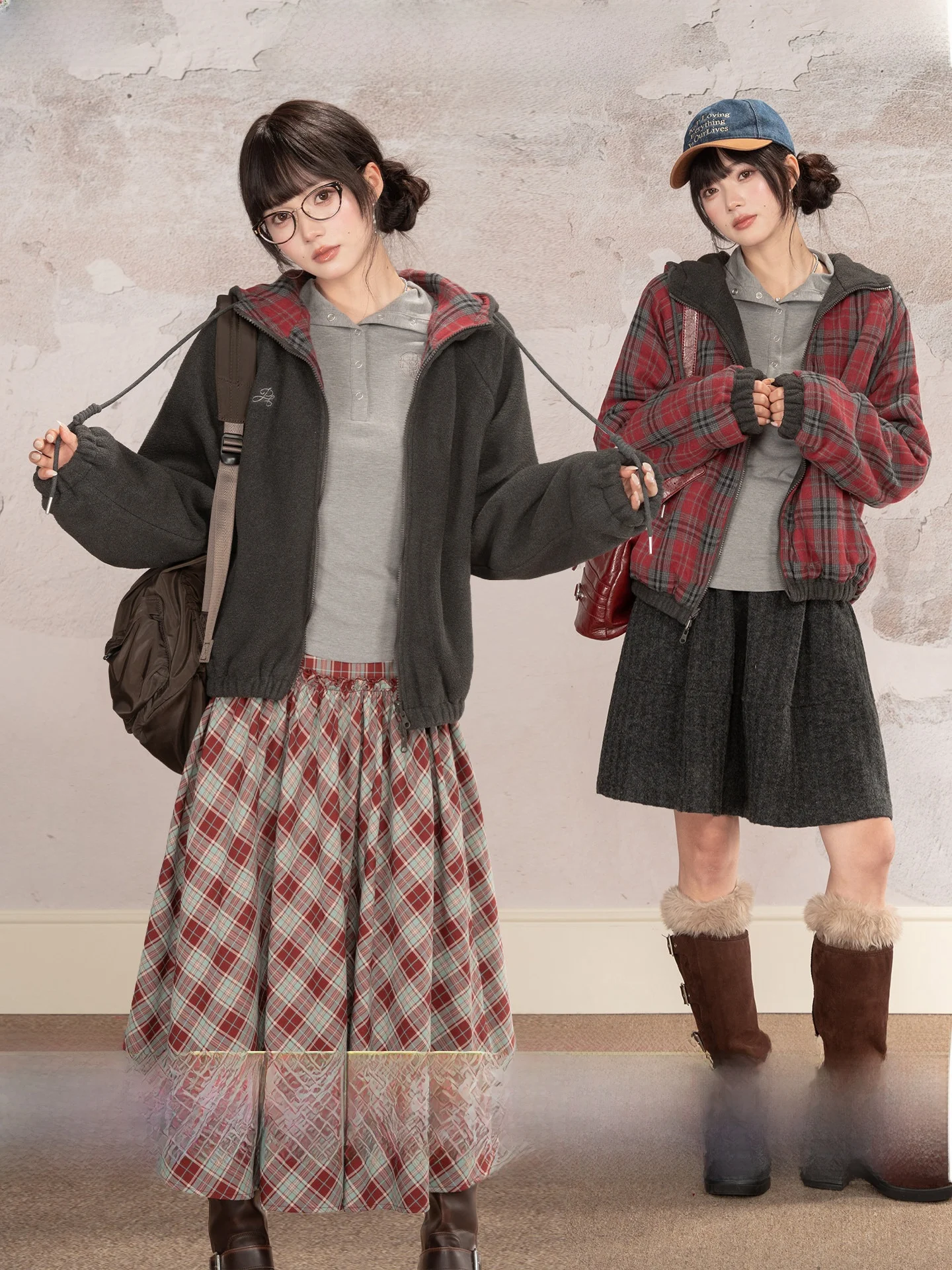 Loveheynew Thickened Plaid Double-Sided Wear Hat Women's Coat Winter Vintage Casual Versatile Coat Ladies' Sweet Style
Loveheynew Thickened Plaid Double-Sided Wear Hat Women's Coat Winter Vintage Casual Versatile Coat Ladies' Sweet Style