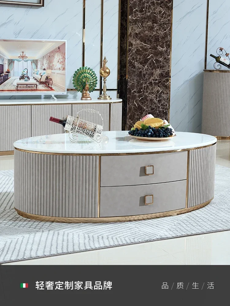 Italian luxury tea table TV cabinet combination postmodern marble oval tea table
Italian luxury tea table TV cabinet combination postmodern marble oval tea table
