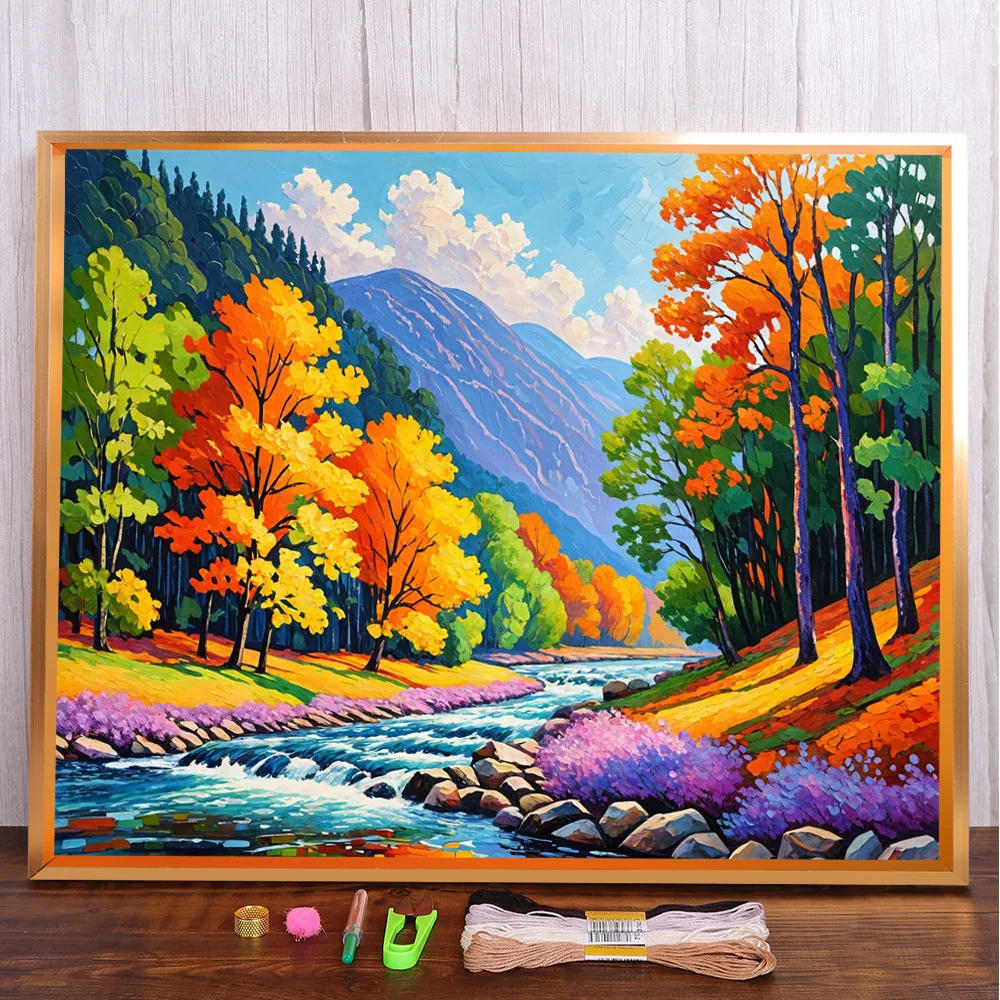 Landscape River Printed Fabric Cross Stitch Complete Kit Embroidery Knitting Painting Handmade Handiwork Floss Needle Promotions
Landscape River Printed Fabric Cross Stitch Complete Kit Embroidery Knitting Painting Handmade Handiwork Floss Needle Promotions