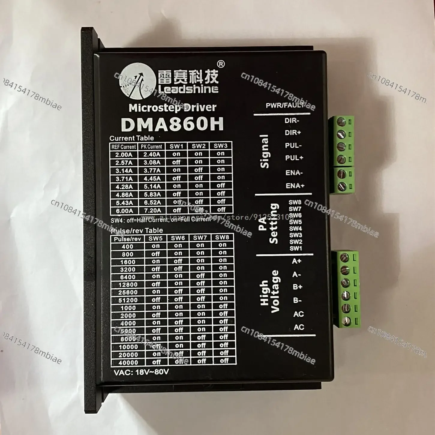 Leadshine DMA860H Step Driver DSP Microstep Driver AC18~80V DC24-80V 2 Phase for 60 86 110 Stepper Motor Nema23 Nema34 Nema42
Leadshine DMA860H Step Driver DSP Microstep Driver AC18~80V DC24-80V 2 Phase for 60 86 110 Stepper Motor Nema23 Nema34 Nema42