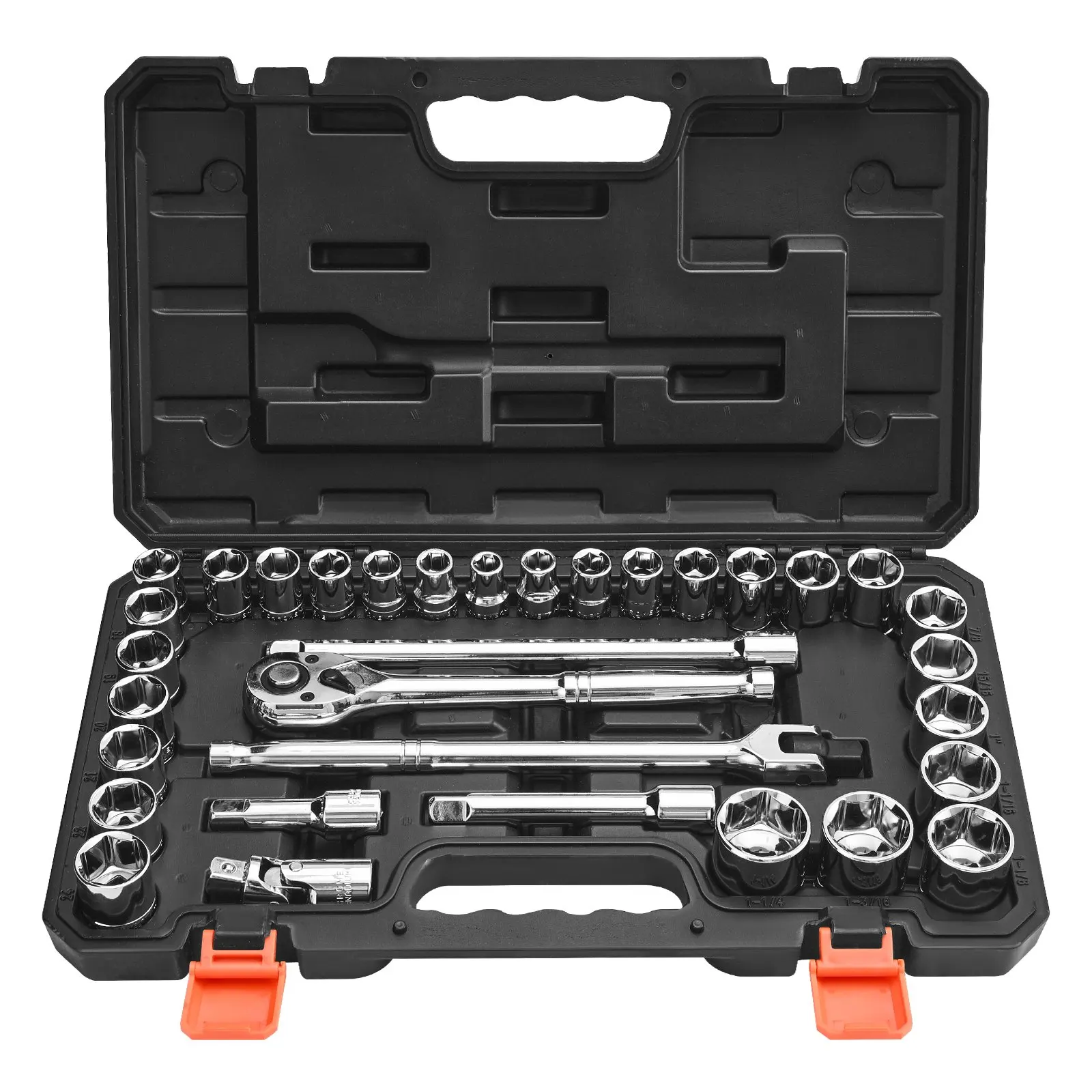 Socket Set, 33 Pieces, 1/2 Inch Drive Socket And Ratchet Set, SAE And Metric, Mechanic Tool Kit With Ratchet Wrench, Extension
Socket Set, 33 Pieces, 1/2 Inch Drive Socket And Ratchet Set, SAE And Metric, Mechanic Tool Kit With Ratchet Wrench, Extension