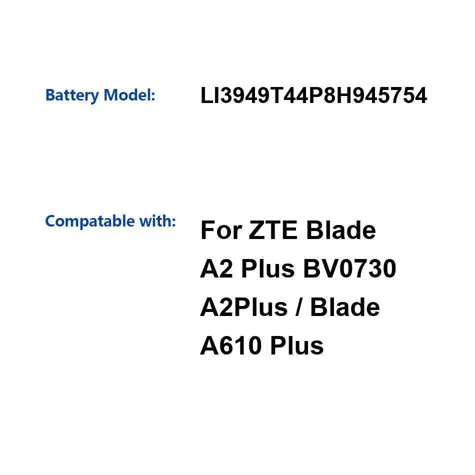 Для Zte Blade A2 Plus BV0730 A2plus A610 Safe LI3949T44P8H945754 5000 мАч аккумулятор мобильного телефона
Для Zte Blade A2 Plus BV0730 A2plus A610 Safe LI3949T44P8H945754 5000 мАч аккумулятор мобильного телефона