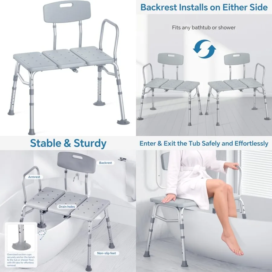 Tub Transfer Bench for Bathtub, FSA/HSA Eligible 400 lbs Heavy Duty Shower Chair with Backrest, Slip-Resistant Feet, Height Adj
Tub Transfer Bench for Bathtub, FSA/HSA Eligible 400 lbs Heavy Duty Shower Chair with Backrest, Slip-Resistant Feet, Height Adj