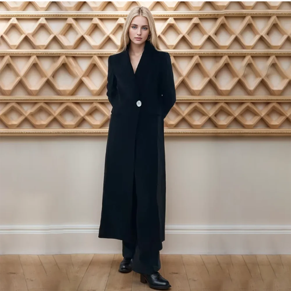 Fashion Chic Black Long Jacket for Women One Button 1 Piece Female's Trench Coat Slim Fit Formal Elegant Office Lady Outerwear
Fashion Chic Black Long Jacket for Women One Button 1 Piece Female's Trench Coat Slim Fit Formal Elegant Office Lady Outerwear