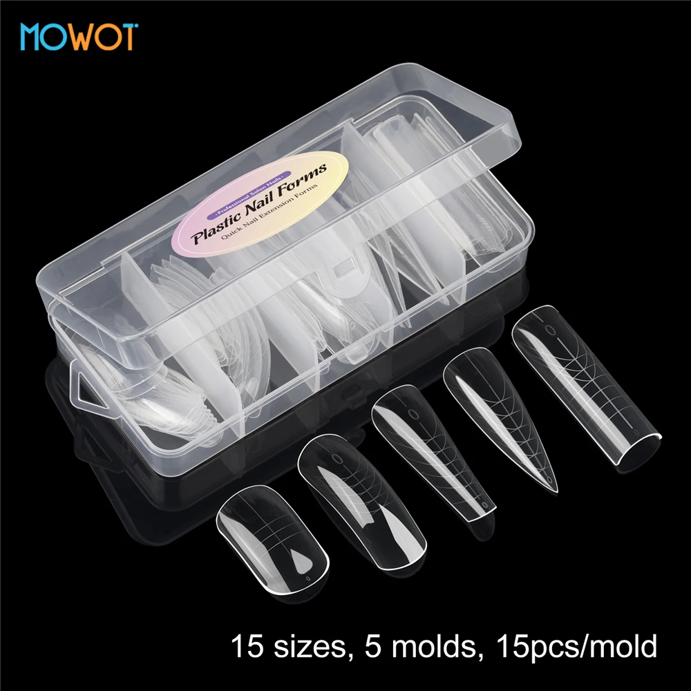 MOWOT 75pcs/box Nail Dual Forms Molds Set Multiple Shape False Nail Tips Acrylic Nail Extension System Manicure Tools
MOWOT 75pcs/box Nail Dual Forms Molds Set Multiple Shape False Nail Tips Acrylic Nail Extension System Manicure Tools