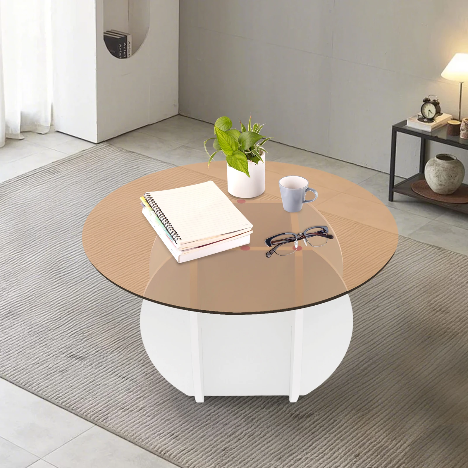 70cm Round Tabletop Coffee Table Tempered Glass Coffee Table Load Bearing Capacity 100kg for Offices, Living Rooms, Guest Rooms
70cm Round Tabletop Coffee Table Tempered Glass Coffee Table Load Bearing Capacity 100kg for Offices, Living Rooms, Guest Rooms
