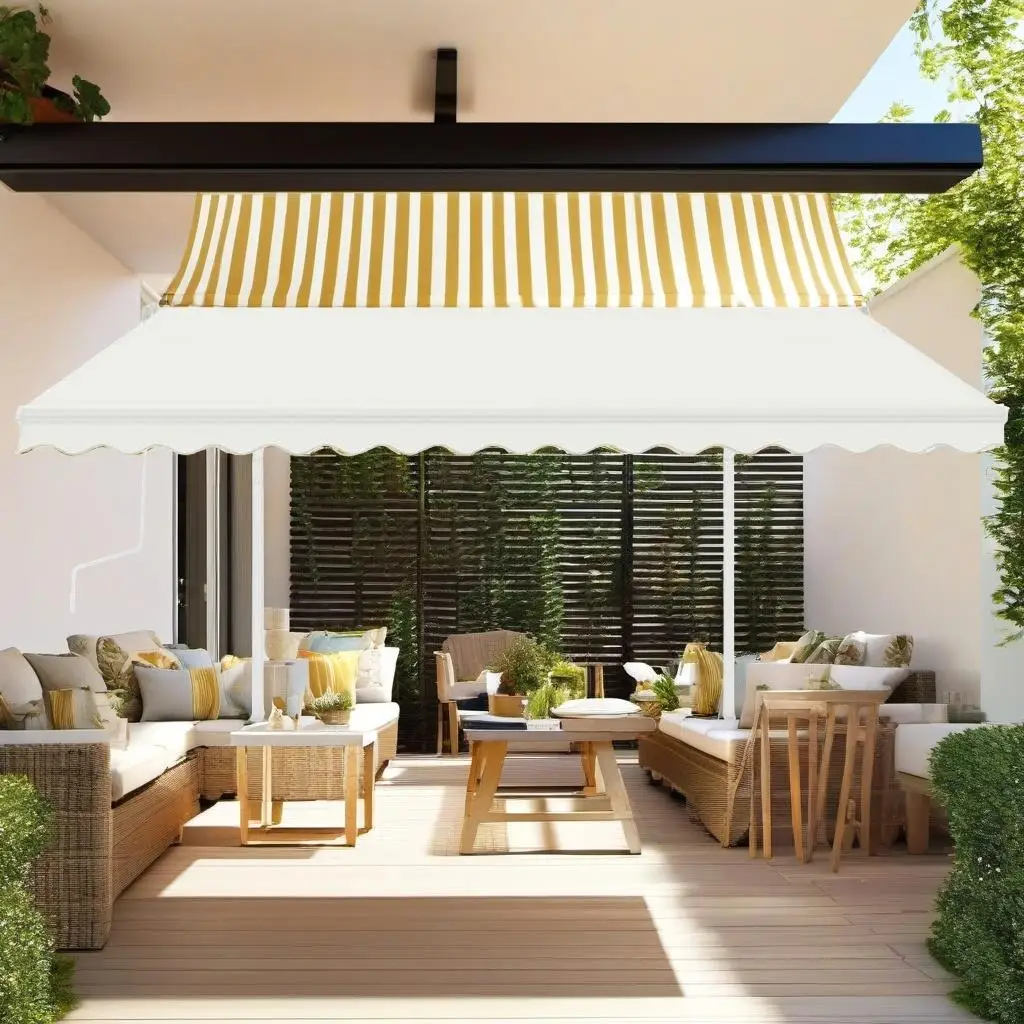13.1'x9.8' Manual Retractable Awning with Posts - Cream Color Outdoor Shade Canopy
13.1'x9.8' Manual Retractable Awning with Posts - Cream Color Outdoor Shade Canopy