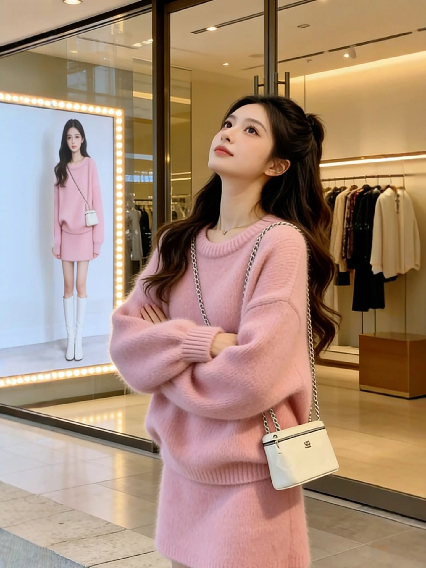 Spring Sweet Unique Pink Knitted Sweater And ort Skirt Two Piece Set for plus Size Women Beautiful Warm High Waist Faion
Spring Sweet Unique Pink Knitted Sweater And ort Skirt Two Piece Set for plus Size Women Beautiful Warm High Waist Faion