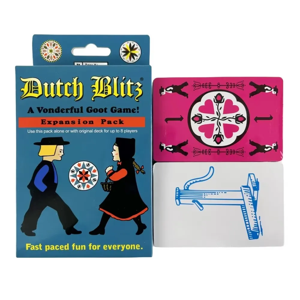 Dutch Blitz — оригинальная быстрая карточная игра, включающая 160 карт, простая в освоении, отличная семейная игра, которая приносит удовольствие всем, для игры вдвоем.
Dutch Blitz — оригинальная быстрая карточная игра, включающая 160 карт, простая в освоении, отличная семейная игра, которая приносит удовольствие всем, для игры вдвоем.