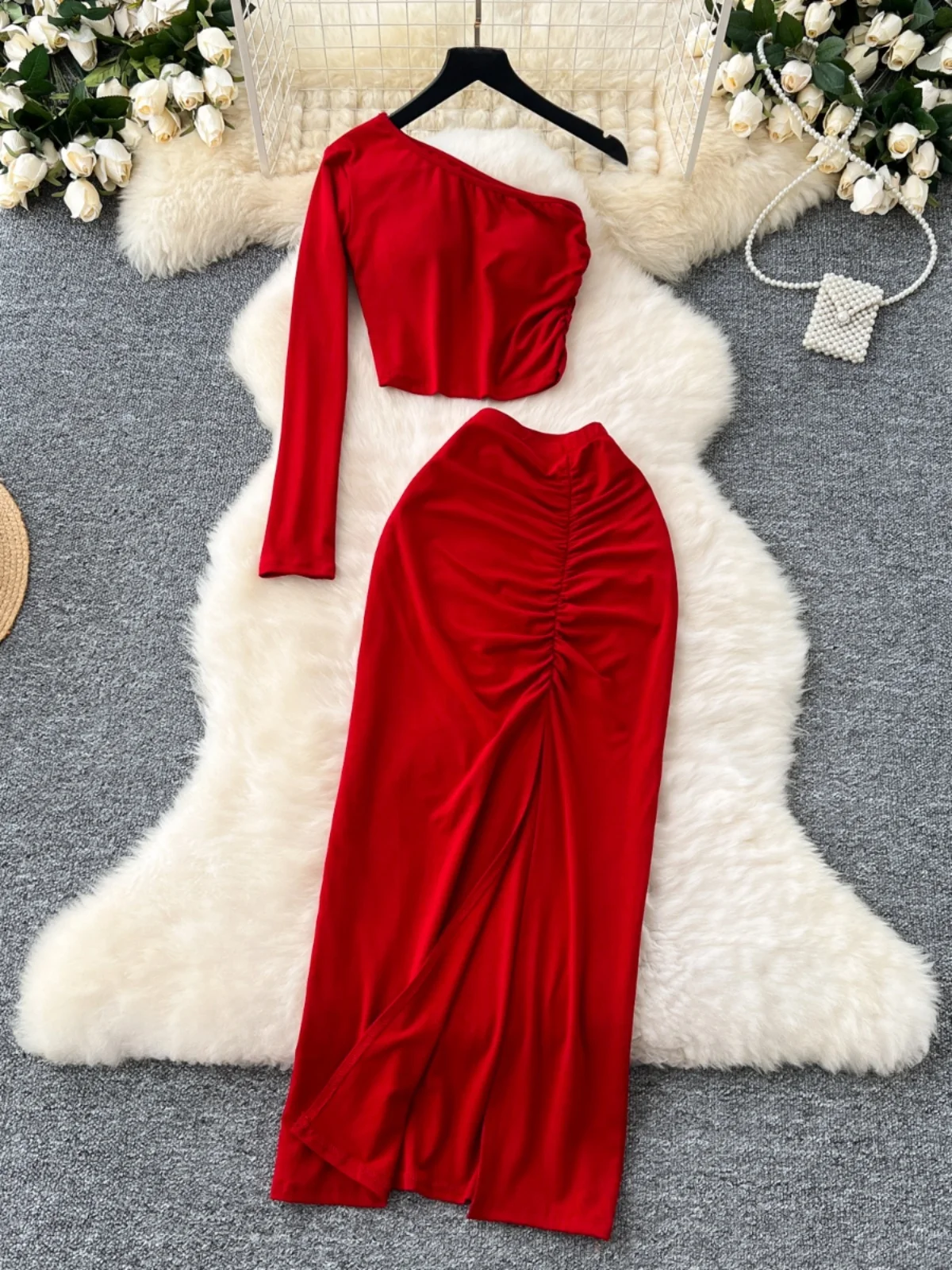 Spicy Girl Sle High Waist Asymmetrical Collar ort irt And f-length Skirt Pure Desire Summer Faion Set for Women
Spicy Girl Sle High Waist Asymmetrical Collar ort irt And f-length Skirt Pure Desire Summer Faion Set for Women