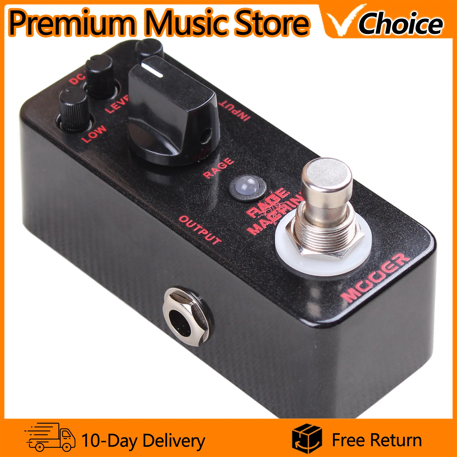 MOOER Guitar Effect Pedal Rage Machine Heavy Metal Distortion True Bypass Full Metal Shell Overdrive Pedal Guitar Accessories