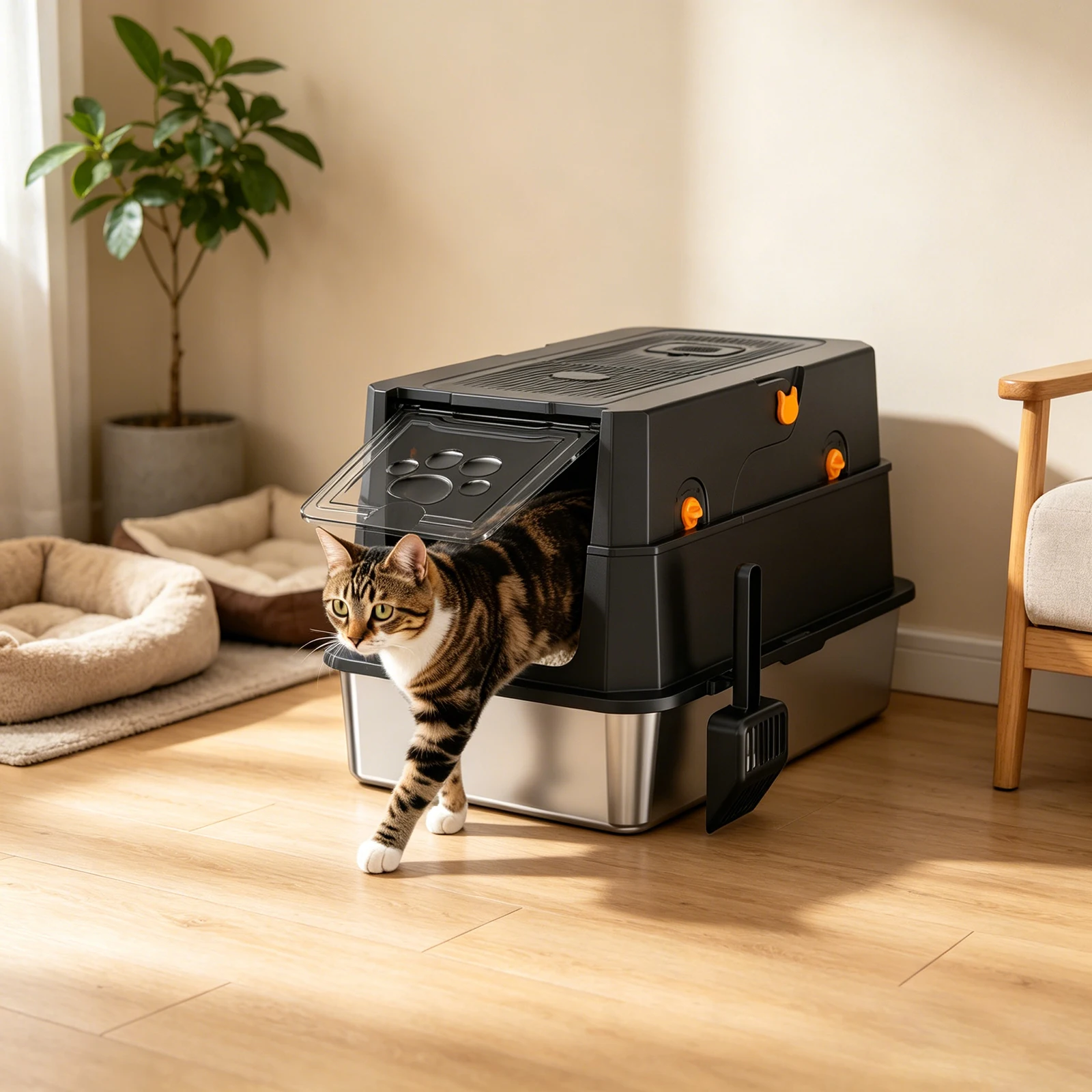 Super Large Cat Litter Box Closed Stainless Steel Easy Clean Leak Urine Sand Proof Inner Deodorizing Scoop with Hook for Storage
Super Large Cat Litter Box Closed Stainless Steel Easy Clean Leak Urine Sand Proof Inner Deodorizing Scoop with Hook for Storage