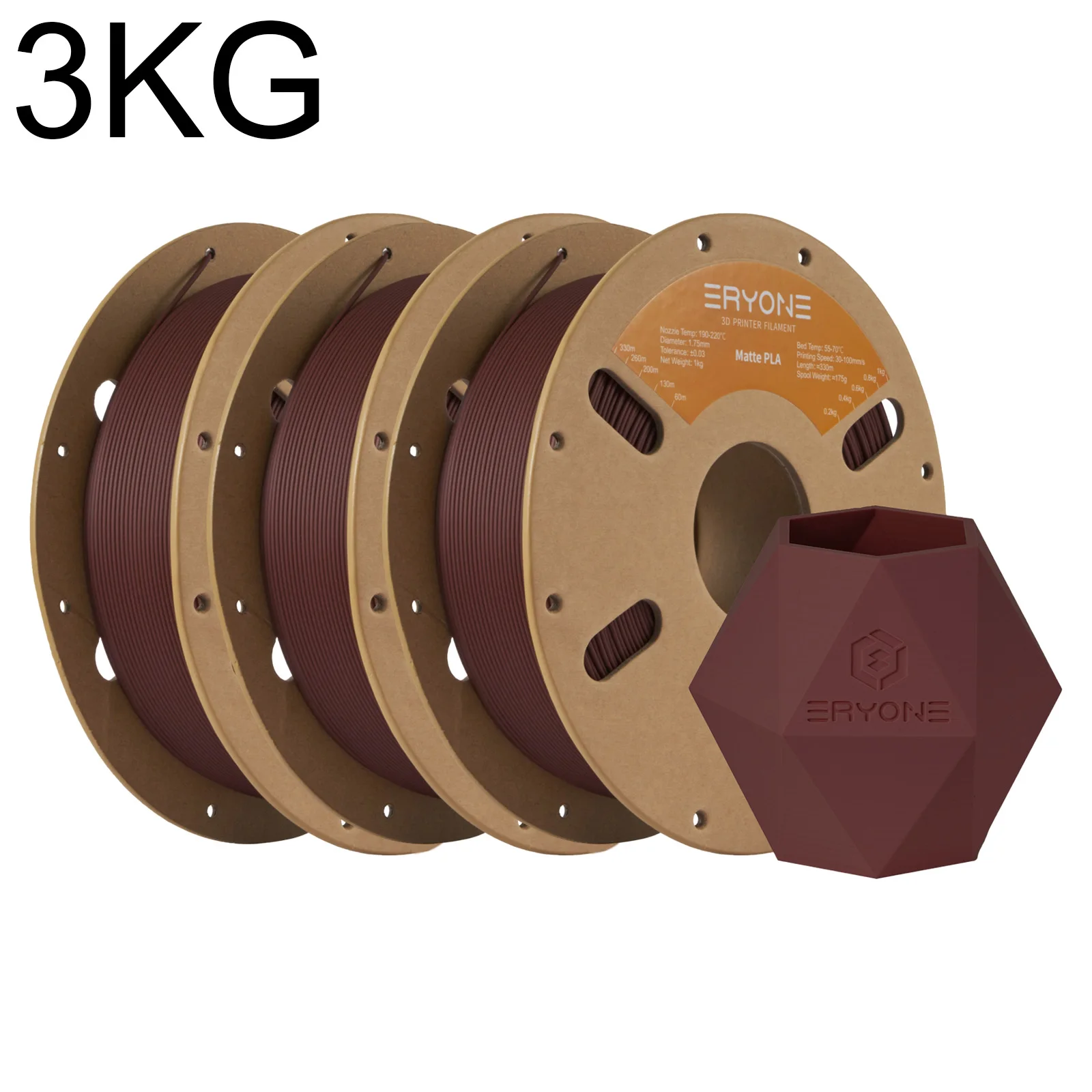 ERYONE 3KG Matte/HS-Matte PLA 3D Printer Filament 1.75mm, Premium Matte Finish Non-Glare, Smooth Surface High Quality 1kg Spool
ERYONE 3KG Matte/HS-Matte PLA 3D Printer Filament 1.75mm, Premium Matte Finish Non-Glare, Smooth Surface High Quality 1kg Spool