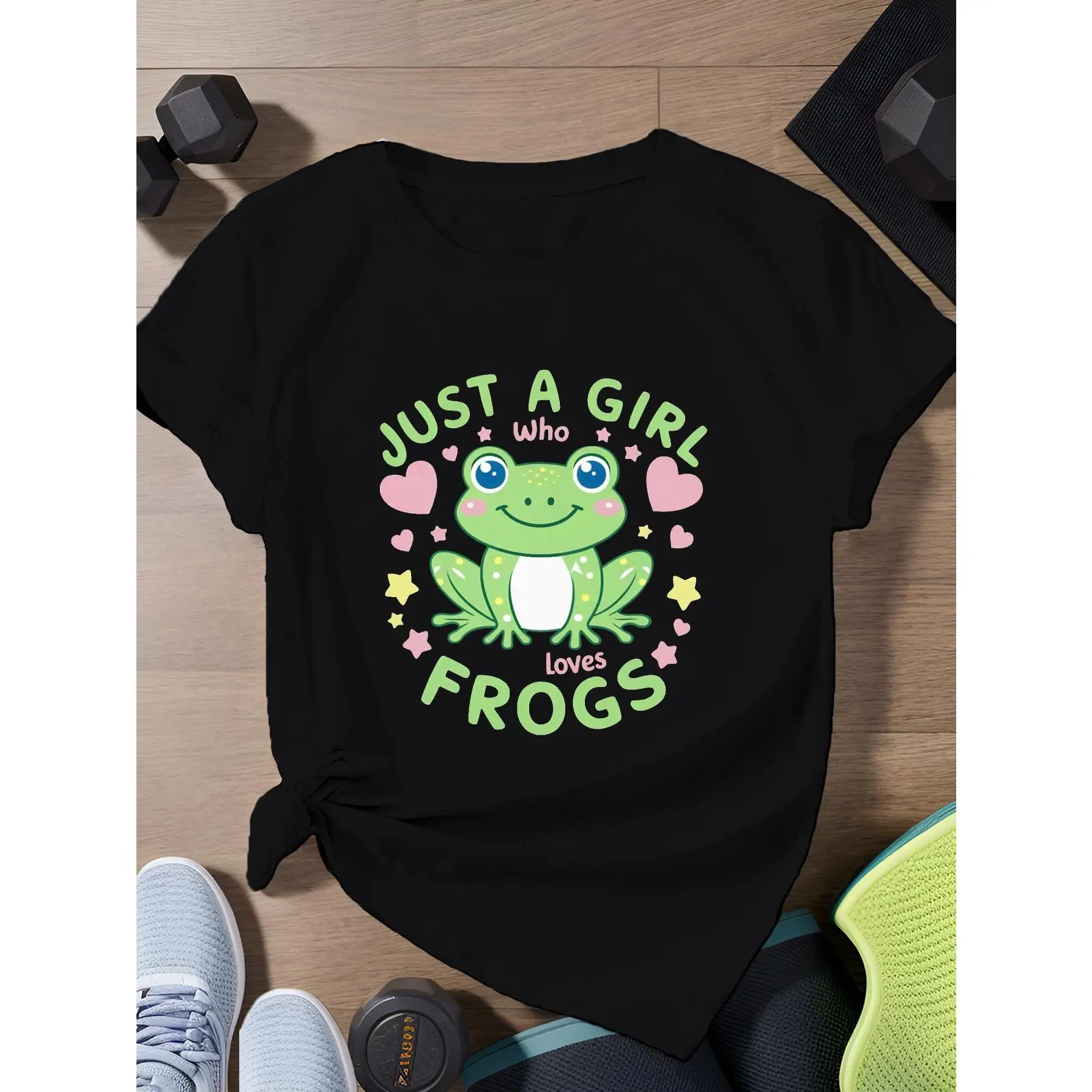 Comfortable Tee Featuring a Charming Frog Design Surrounded by Hearts and Stars, Ideal for Frog Enthusiasts
Comfortable Tee Featuring a Charming Frog Design Surrounded by Hearts and Stars, Ideal for Frog Enthusiasts