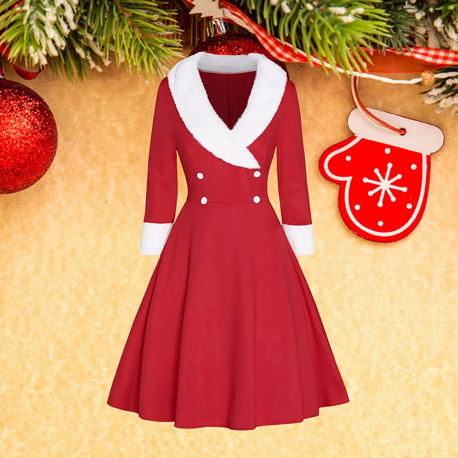 Christmas Dresses For Women Long Sleeve Crewneck Vintage Cocktail Dress Plus Size V Neck Slimming Fit Cute Graphic Dress
Christmas Dresses For Women Long Sleeve Crewneck Vintage Cocktail Dress Plus Size V Neck Slimming Fit Cute Graphic Dress