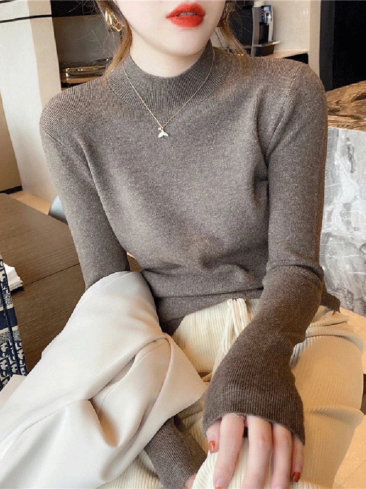 Autumn Winter Knitted Sweaters Basic Primer Pullovers Korean Sweater Slim-fit Pullover 2025 Fashion Solid Color Turtleneck Women
Autumn Winter Knitted Sweaters Basic Primer Pullovers Korean Sweater Slim-fit Pullover 2025 Fashion Solid Color Turtleneck Women