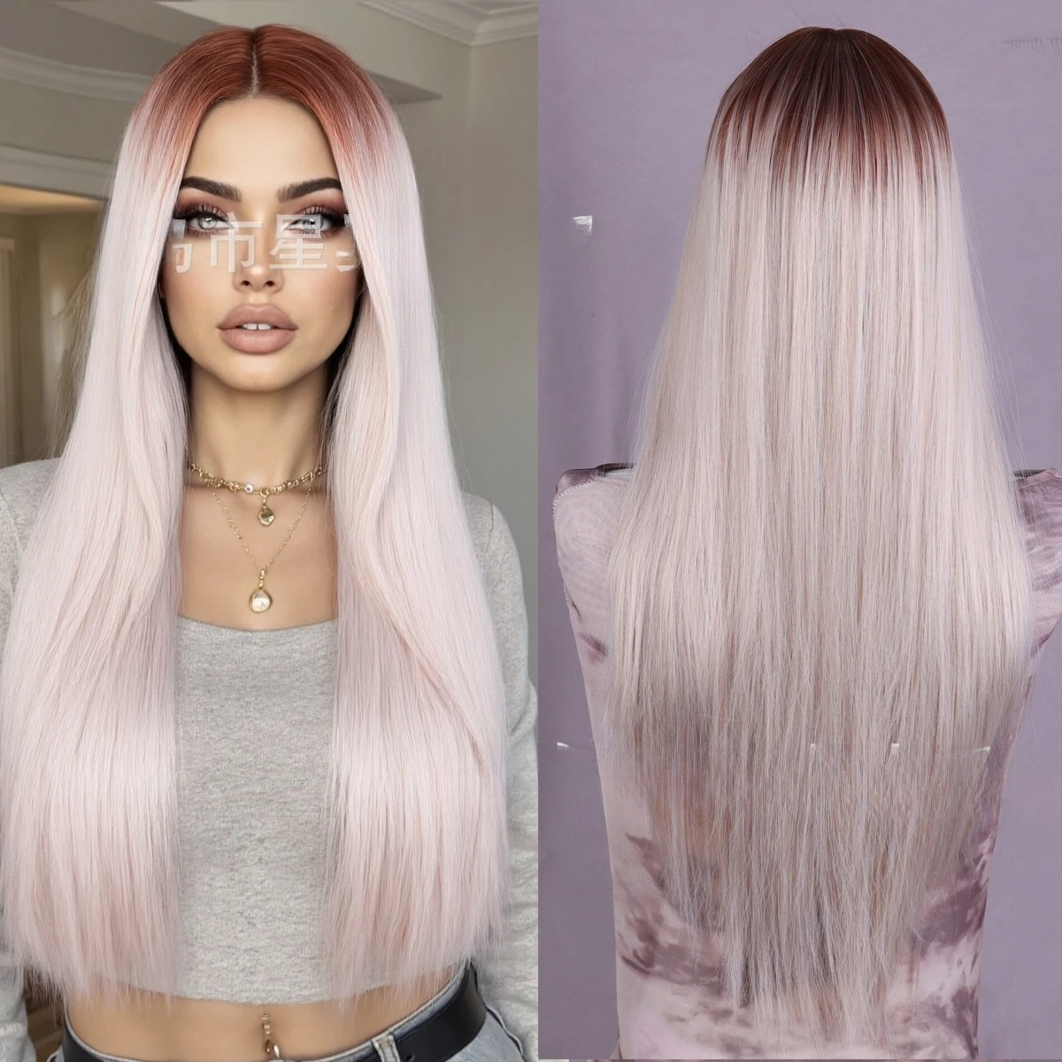 Long hair full hood Barbie blue gradual change color long straight hair European beautiful woman air bangs whole wig
Long hair full hood Barbie blue gradual change color long straight hair European beautiful woman air bangs whole wig