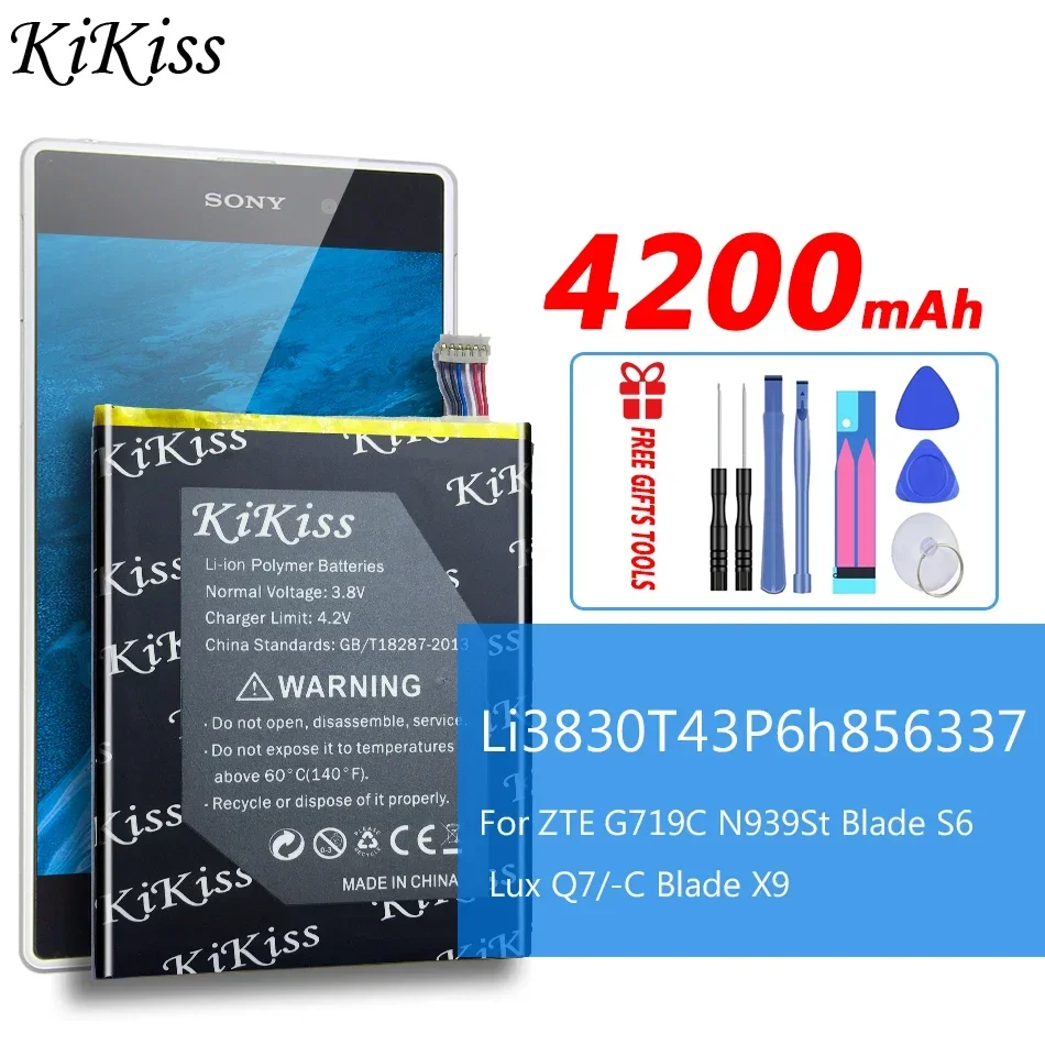Mobile Phone Battery Li3830T43P6h856337 4200mAh For Zte Blade X9 G719C N939St Qingyang 3 S6 Lux Q7 -C V5 Pro N939SC N939SD
Mobile Phone Battery Li3830T43P6h856337 4200mAh For Zte Blade X9 G719C N939St Qingyang 3 S6 Lux Q7 -C V5 Pro N939SC N939SD