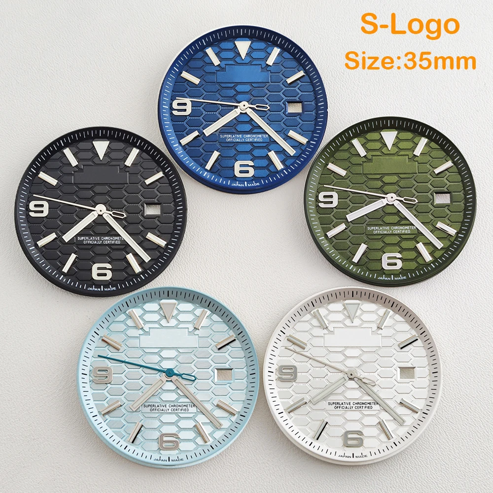NH35 dial 35mm Men's watch dial S Logo ice blue Luminous For NH35/NH36 Movement Watch Accessories Repair Tools
NH35 dial 35mm Men's watch dial S Logo ice blue Luminous For NH35/NH36 Movement Watch Accessories Repair Tools