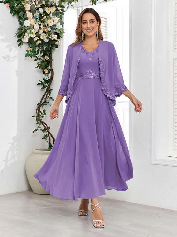 Vintage Mother Of The Bride Dress Jacket V-neck Half Sleeves Lace Applique Chiffon A-line Wedding Guest Dress Plus Size
Vintage Mother Of The Bride Dress Jacket V-neck Half Sleeves Lace Applique Chiffon A-line Wedding Guest Dress Plus Size